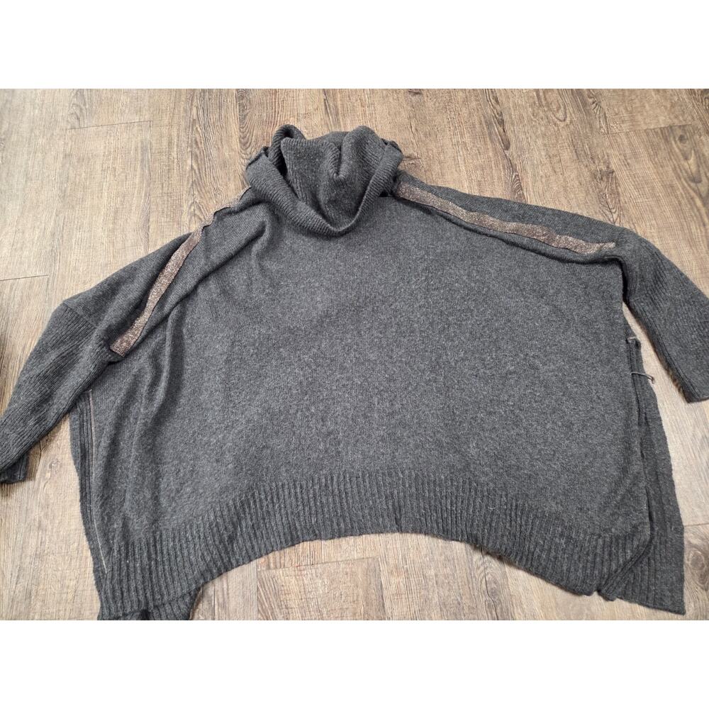 Chico's Small Medium Dark Gray Cowl Turtleneck Drape Sweater